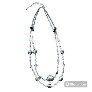 Premier Designs “Verona” Multi Color Glass Swirl Foil Bead Double Strand Retired